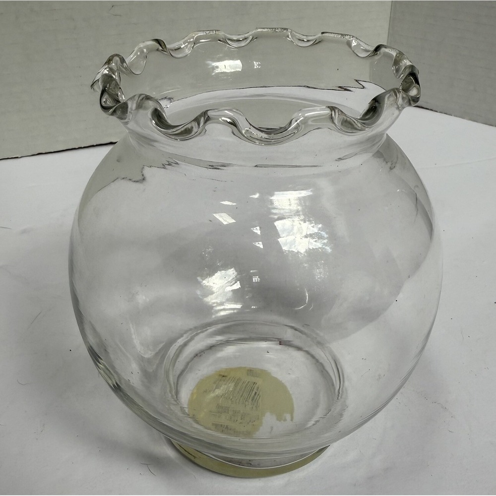 5 1/4" Crystal Bowl Vase Indiana Glass-Made in USA-Ruffled Edges